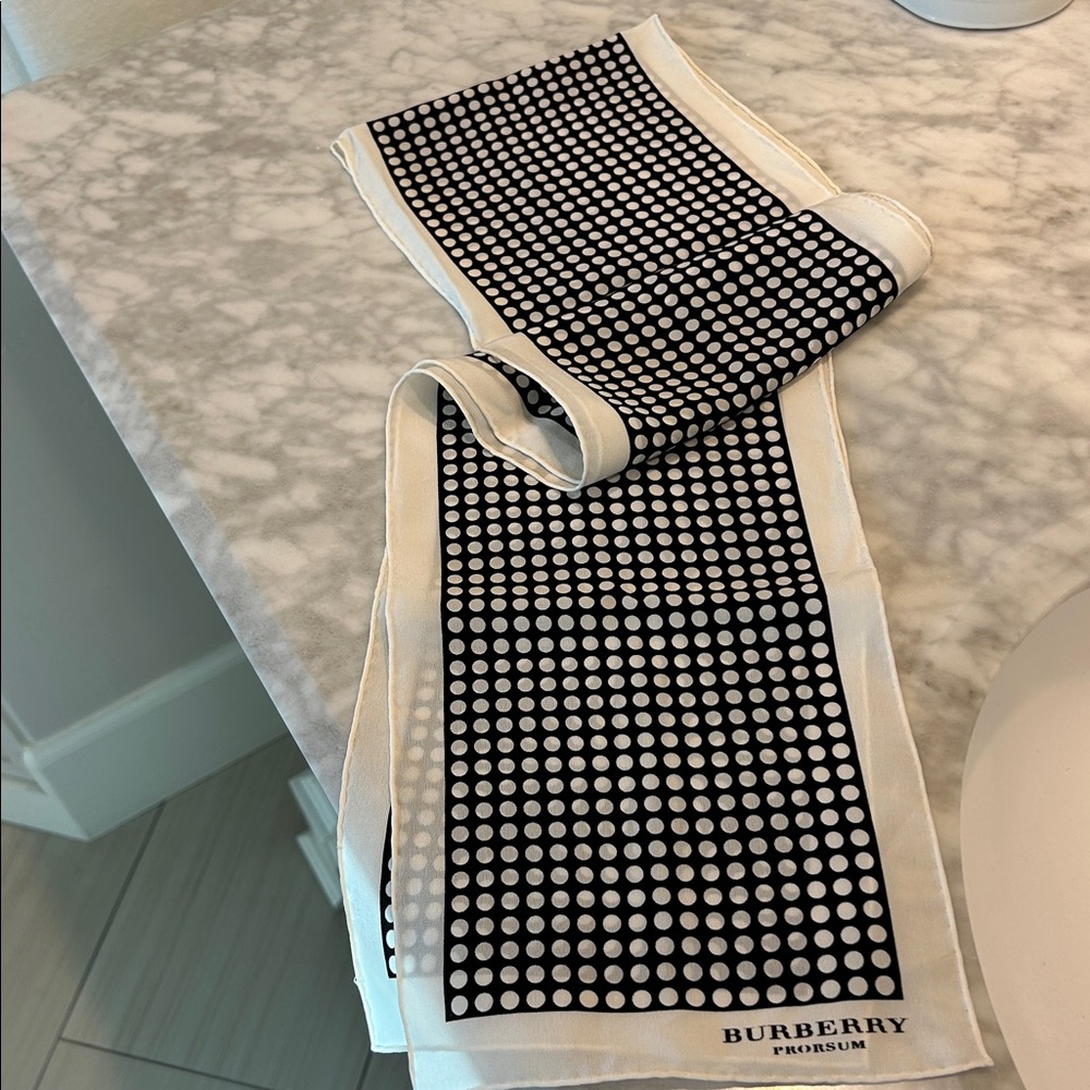 Burberry Black and White Polka Dot Scarf - Picture 3 of 3
